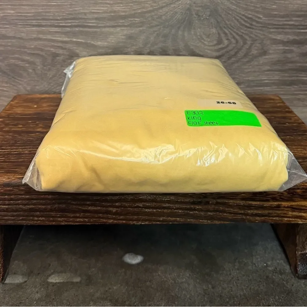 The Company Store Legends Smooth Wrinkle-Free Sateen Flat Sheet King Yellow NWOT